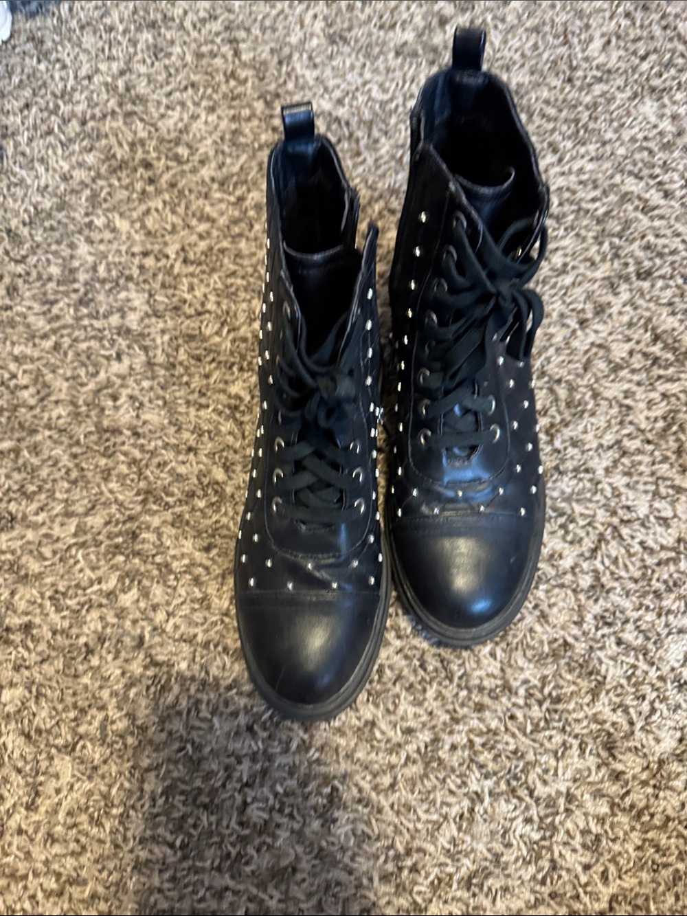 Circus by Sam Edelman Black Studded Lace-Up Ankle Boots